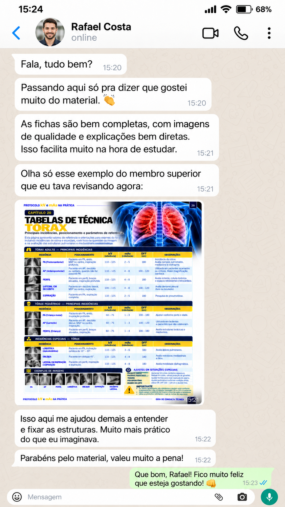 Depoimento de Rafael Costa no WhatsApp